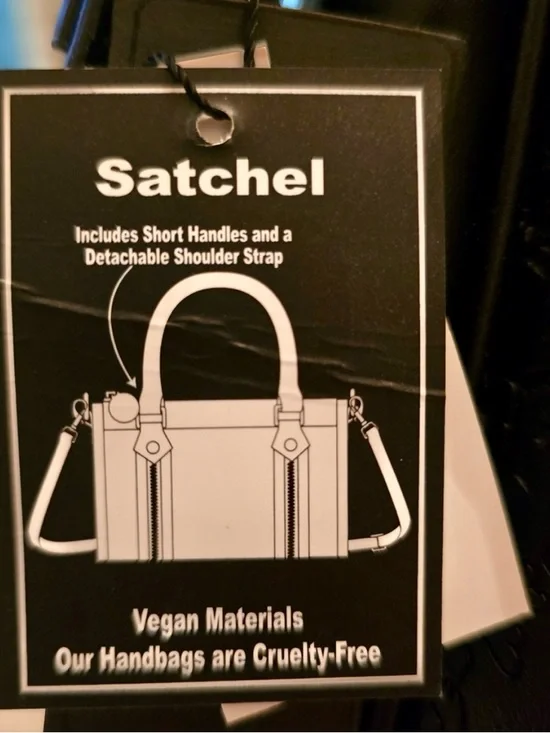 Ed Hardy Black Embossed Rhinestone Cross Satchel Shoulder Bag Vegan Leather NWT - Picture 5 of 9